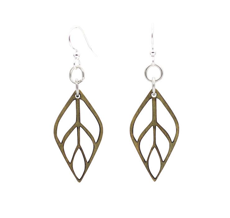 Flame Blossom Wooden Earrings - Apple Green