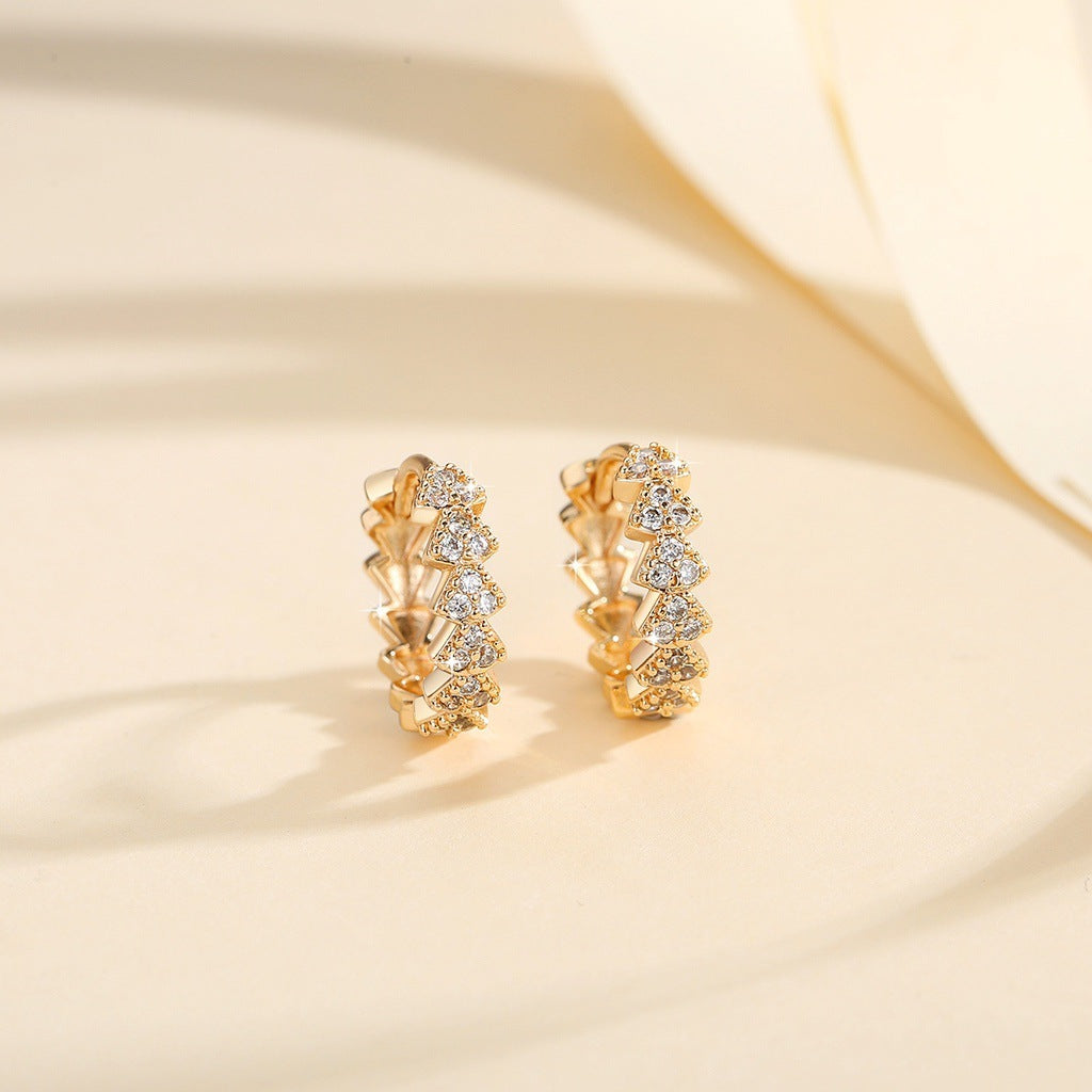 Elegant Gold-Plated Zircon Hoop Earrings