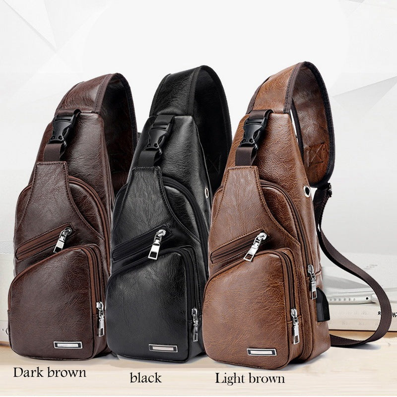 Men USB Crossbody Bag