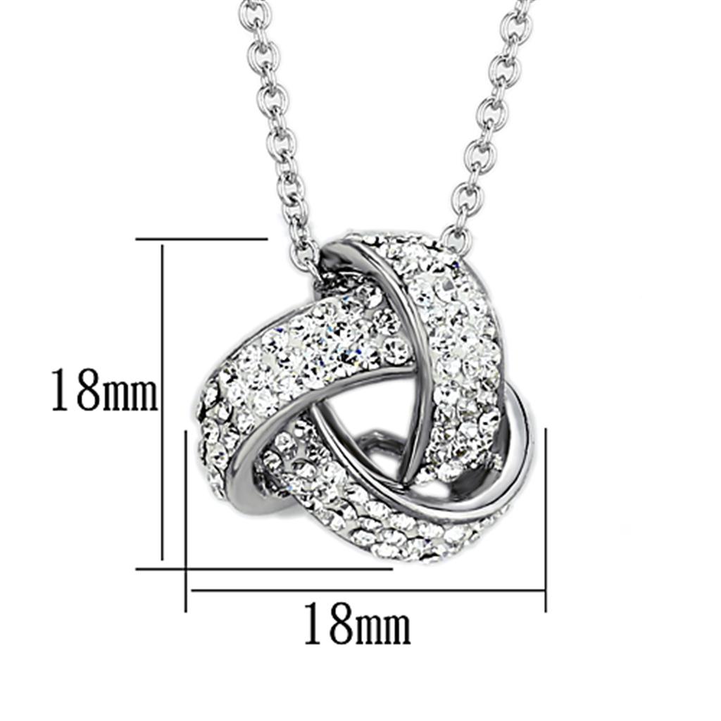 Rhodium-Plated Brass Necklace with Clear Top-Grade Crystal