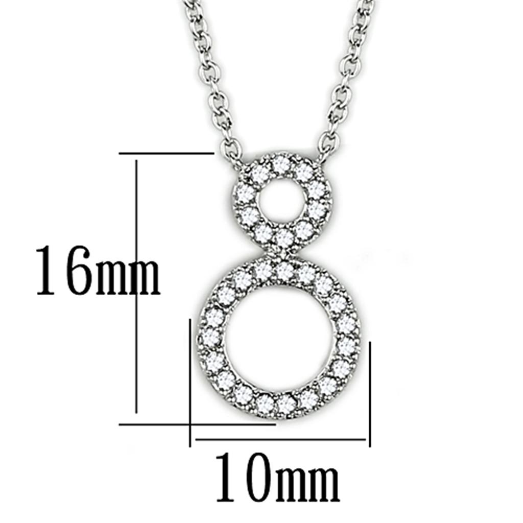 Brilliant Rhodium-Plated Brass Necklace with Clear Cubic Zirconia