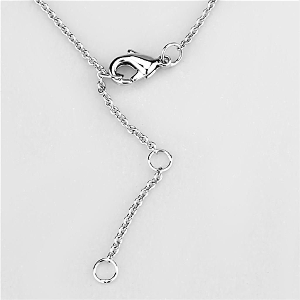 Brilliant Rhodium-Plated Brass Necklace with Clear Cubic Zirconia