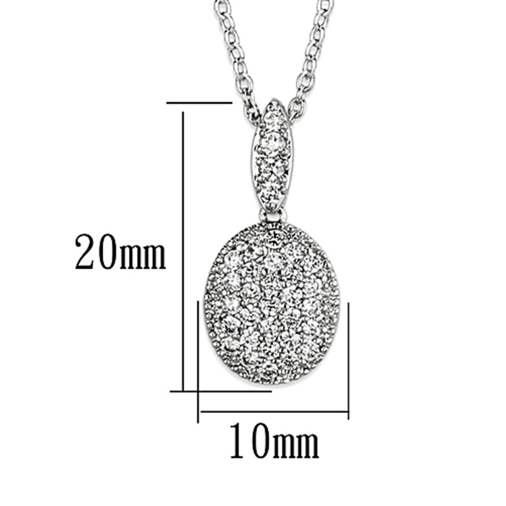 Clear Cubic Zirconia Pendant Necklace with Rhodium Finish