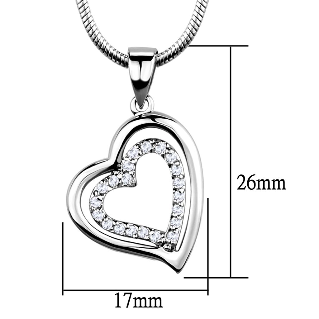 Rhodium Chain Pendant with Clear Cubic Zirconia