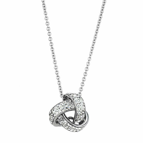 Rhodium-Plated Brass Necklace with Clear Top-Grade Crystal