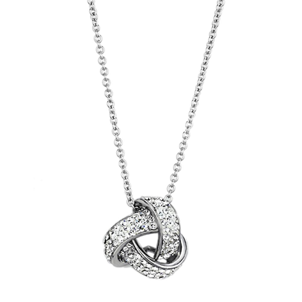 Rhodium-Plated Brass Necklace with Clear Top-Grade Crystal