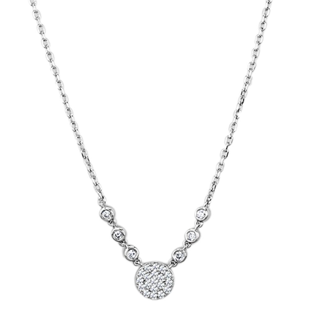 Clear Cubic Zirconia Rhodium Pendant Necklace