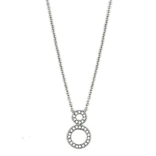 Brilliant Rhodium-Plated Brass Necklace with Clear Cubic Zirconia