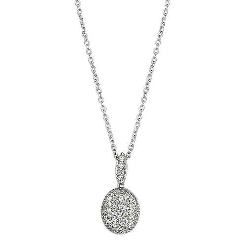 Clear Cubic Zirconia Pendant Necklace with Rhodium Finish