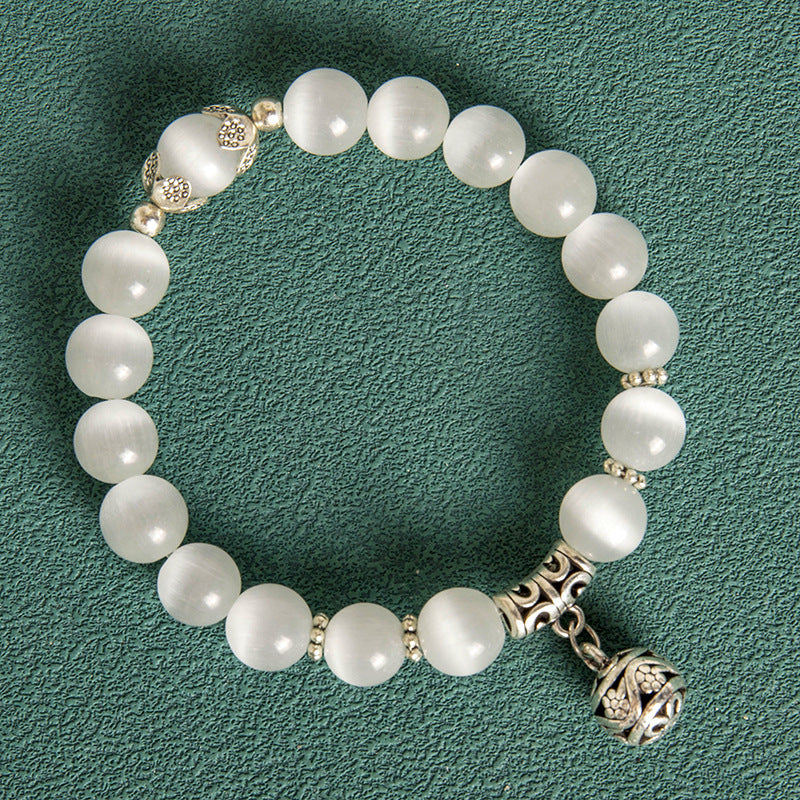 Elegant Opal Beaded Bracelet with Hollow Ball Accents