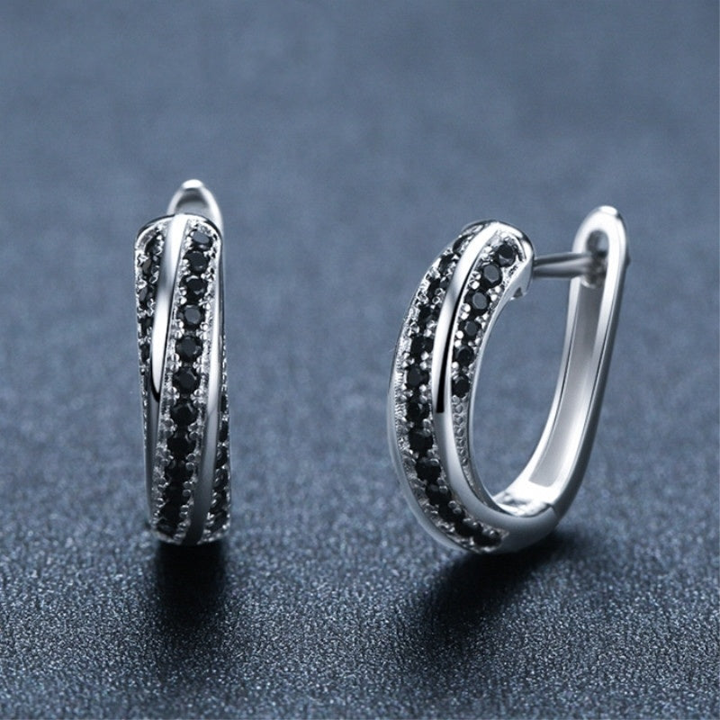 Classic Zircon U-Shaped Hoop Earrings