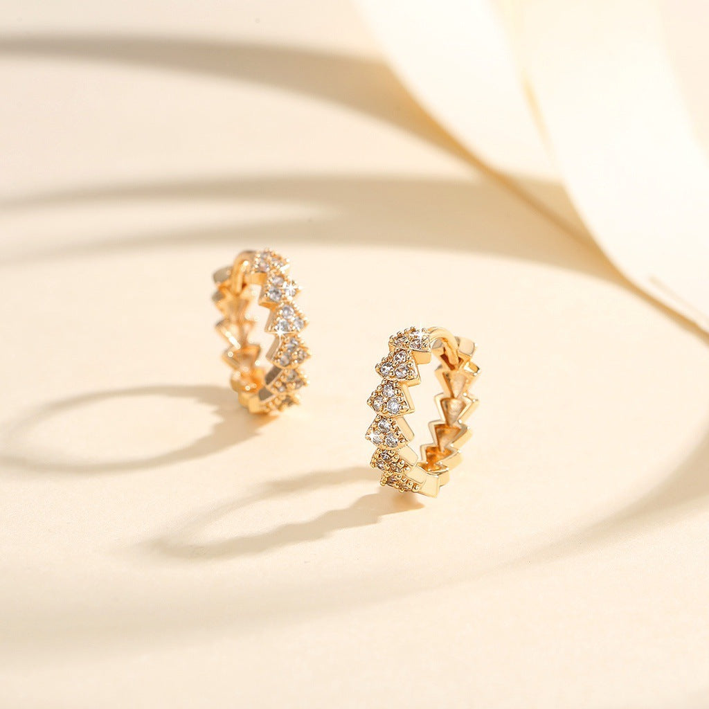 Elegant Gold-Plated Zircon Hoop Earrings