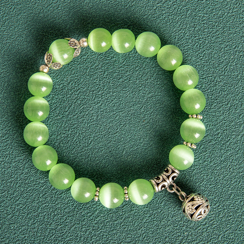 Elegant Opal Beaded Bracelet with Hollow Ball Accents