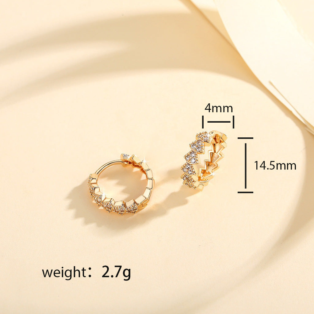 Elegant Gold-Plated Zircon Hoop Earrings