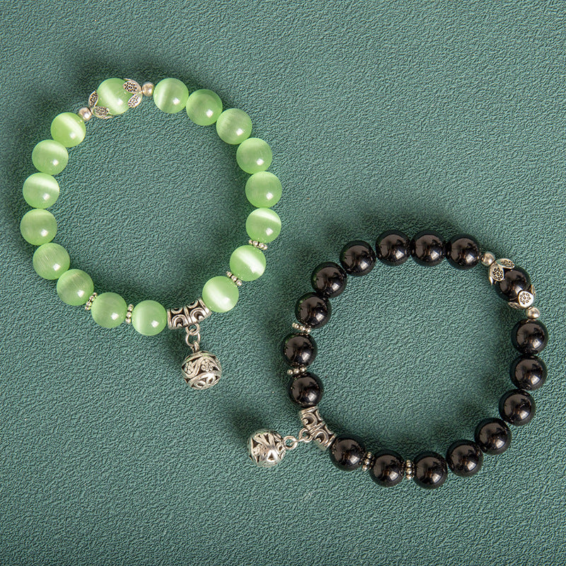 Elegant Opal Beaded Bracelet with Hollow Ball Accents