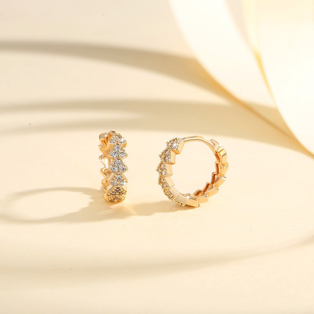 Elegant Gold-Plated Zircon Hoop Earrings