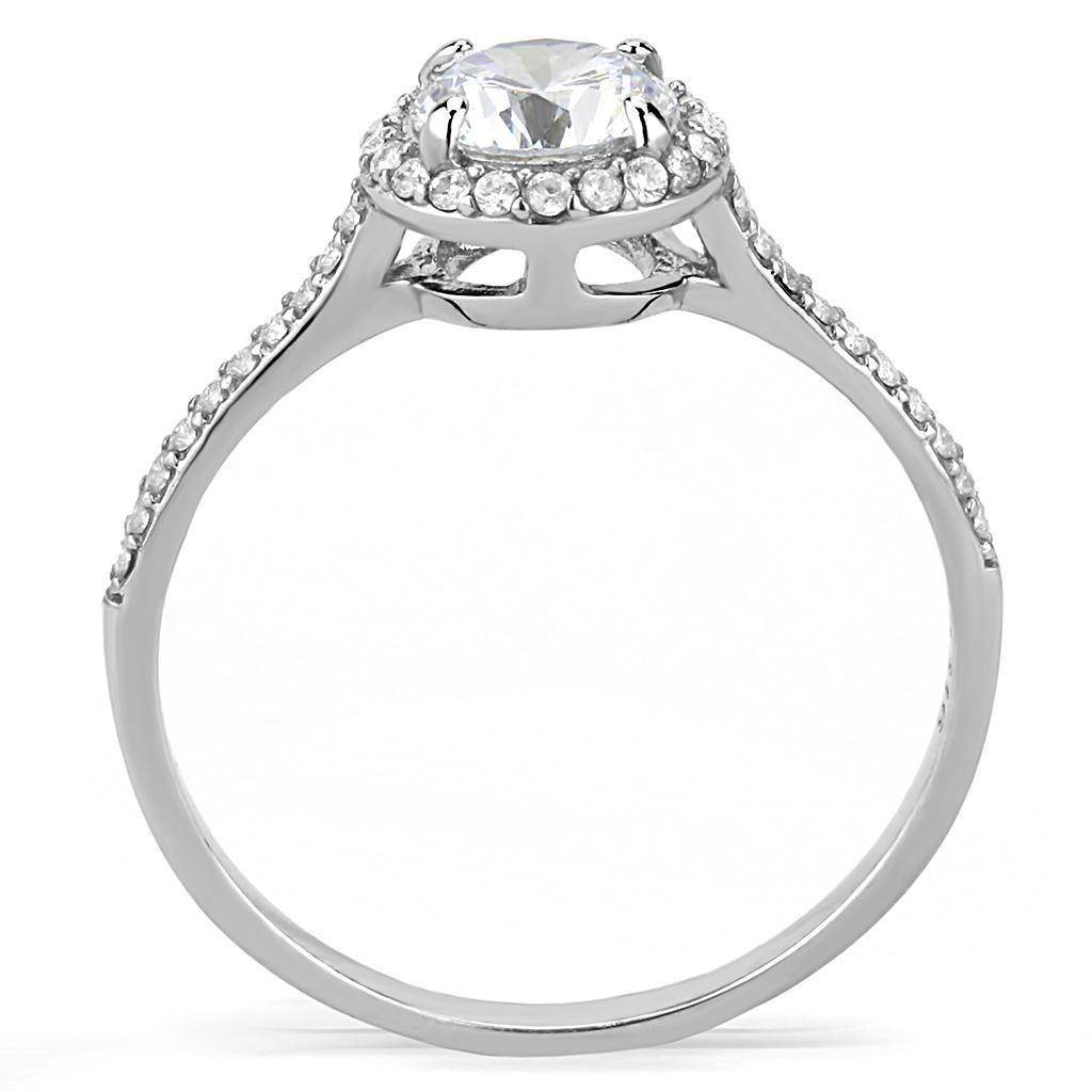 High-Polished Stainless Steel Ring with Clear Zirconia Stone