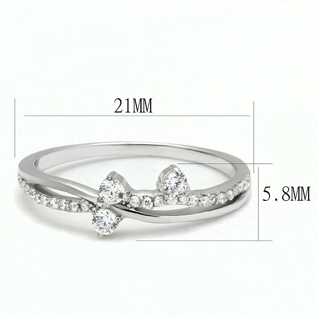 Rhodium-Plated Sterling Silver Ring with AAA Cubic Zirconia