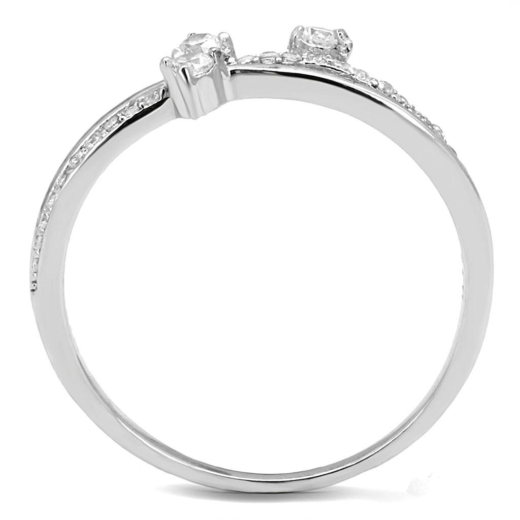 Rhodium-Plated Sterling Silver Ring with AAA Cubic Zirconia