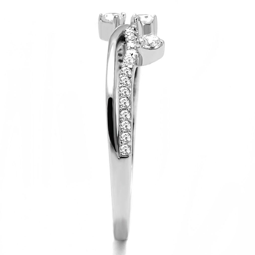 Rhodium-Plated Sterling Silver Ring with AAA Cubic Zirconia