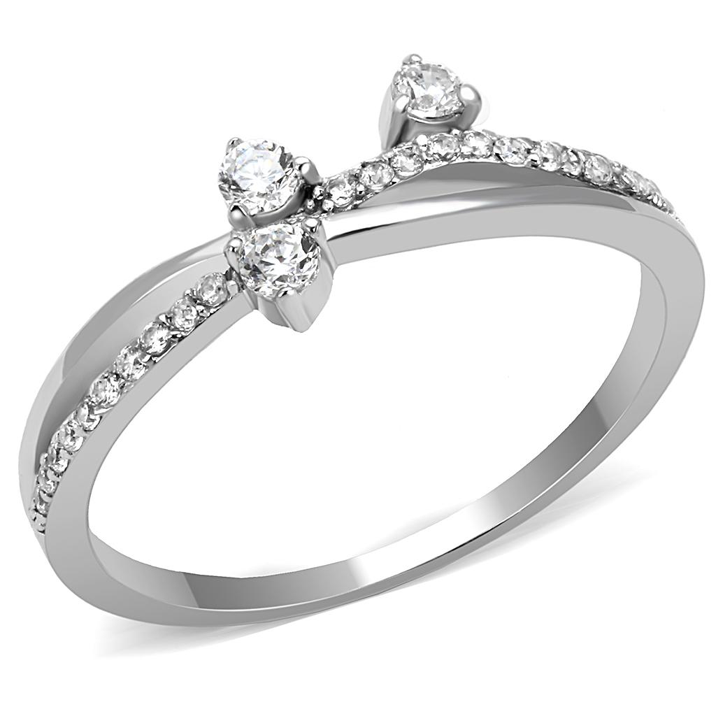 Rhodium-Plated Sterling Silver Ring with AAA Cubic Zirconia