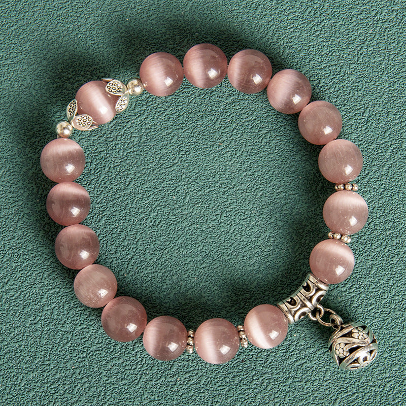 Elegant Opal Beaded Bracelet with Hollow Ball Accents
