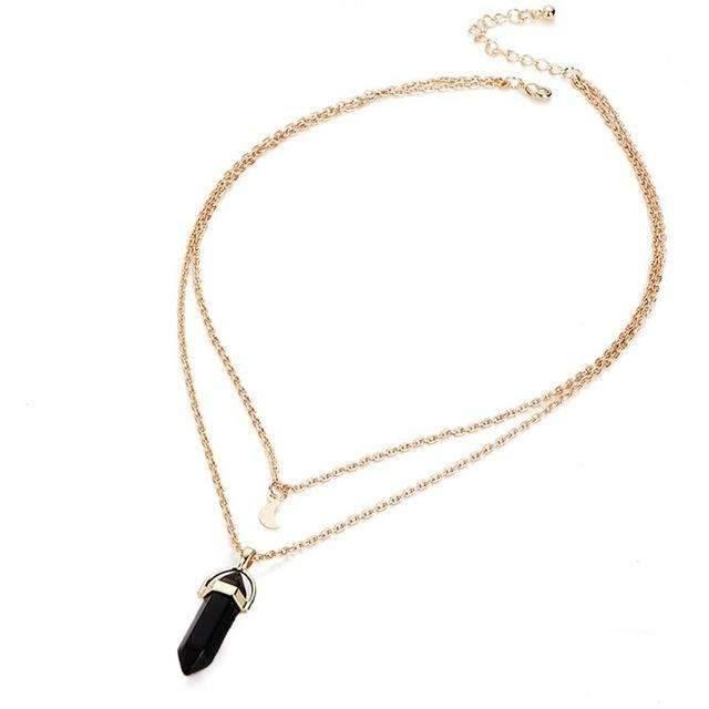 Obelisk Crescent Moon Double Layer Necklace