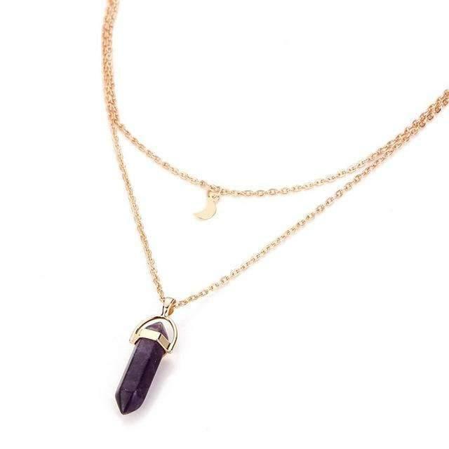 Obelisk Crescent Moon Double Layer Necklace