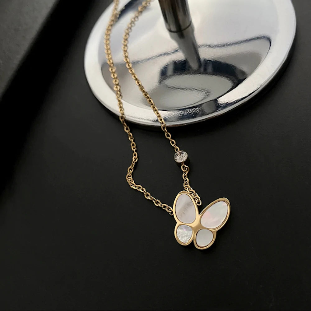 Gold Butterfly Pendant Necklace