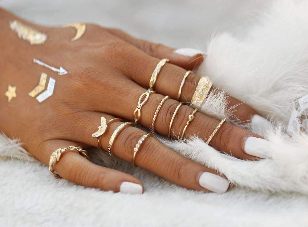 Golden Ring Set - 12 Pieces