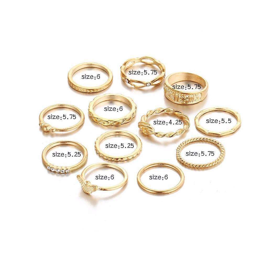 Golden Ring Set - 12 Pieces