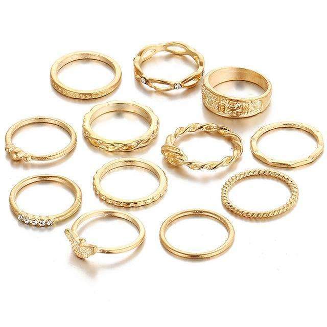 Golden Ring Set - 12 Pieces