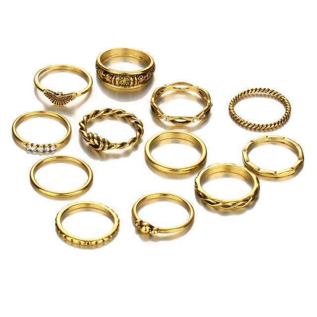 Golden Ring Set - 12 Pieces