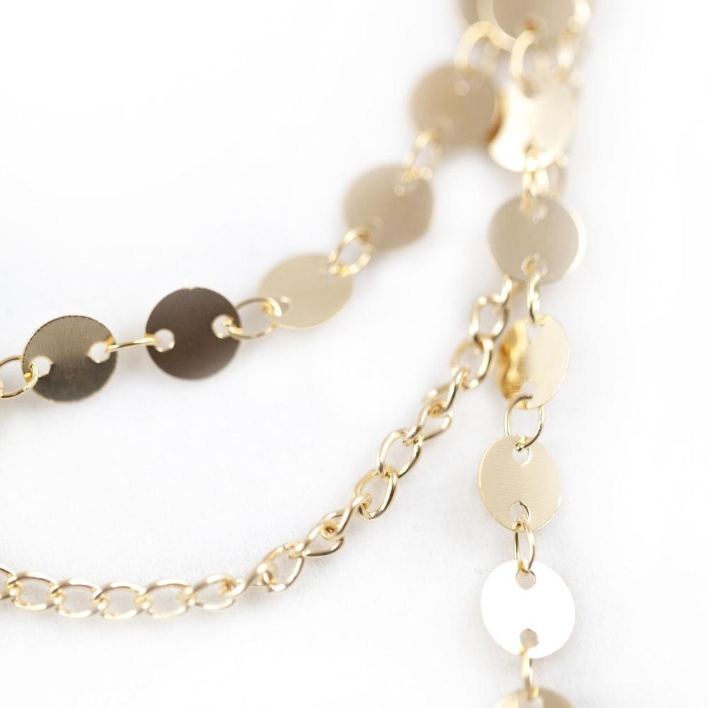 Triple Layer Lariat Necklace with Rhinestone Pendants