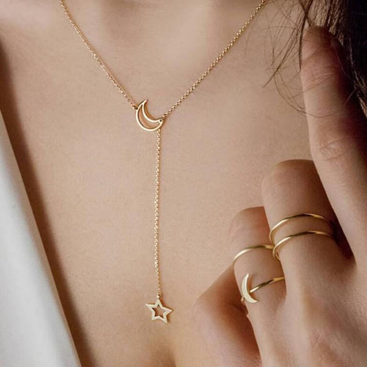 Moon and Star Adjustable Necklace
