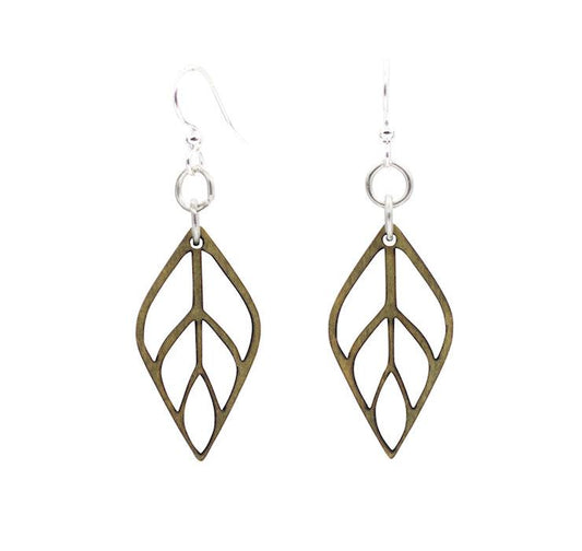 Flame Blossom Wooden Earrings - Apple Green