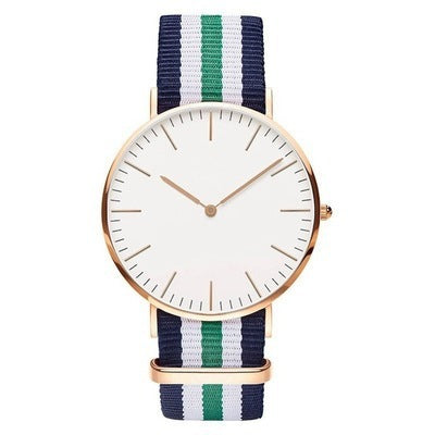Striped Color Nylon Strap Quartz Watch