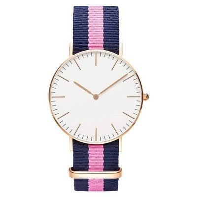 Striped Color Nylon Strap Quartz Watch