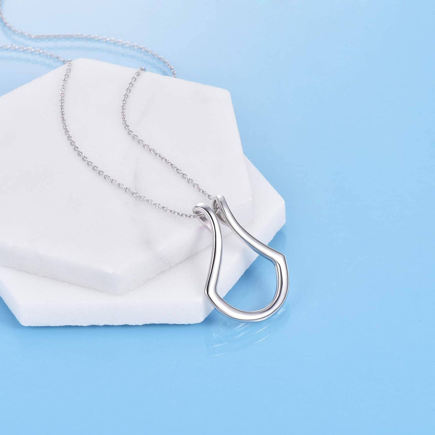 Elegant Sterling Silver Ring Keeper Pendant Necklace