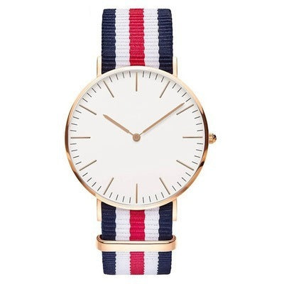 Striped Color Nylon Strap Quartz Watch