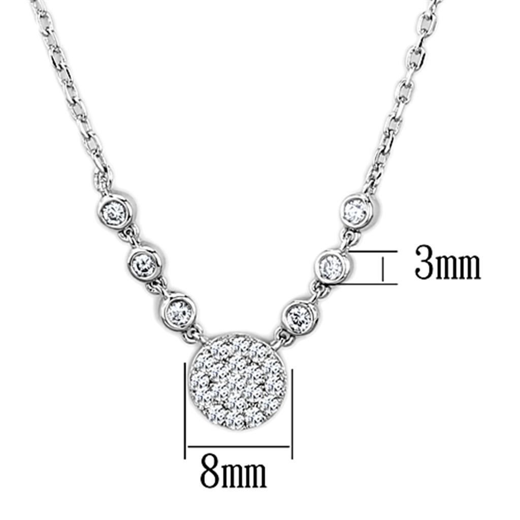 Clear Cubic Zirconia Rhodium Pendant Necklace