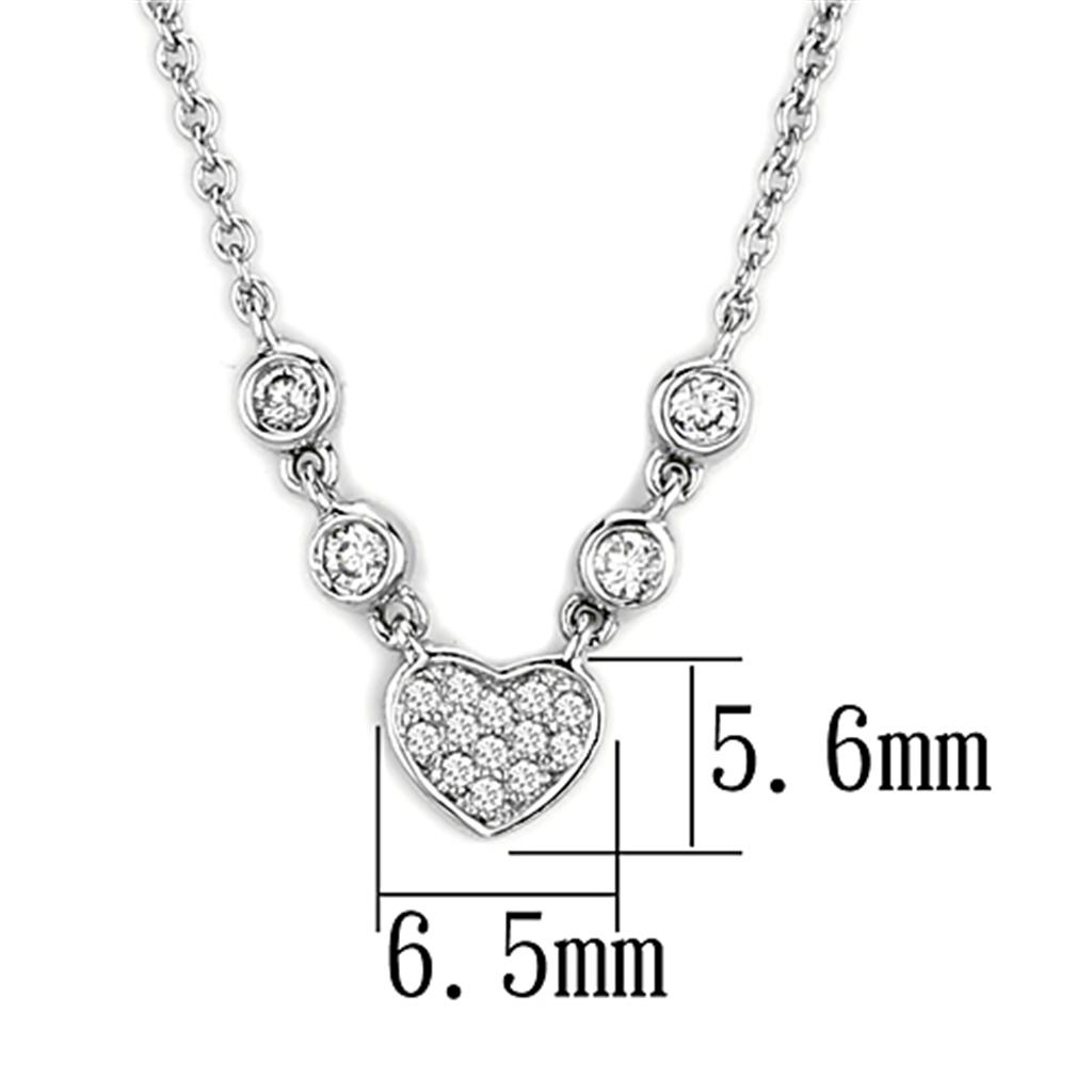 Clear Cubic Zirconia Pendant Necklace in Rhodium Finish