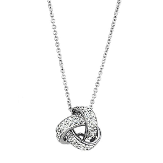 Rhodium-Plated Brass Necklace with Clear Top-Grade Crystal