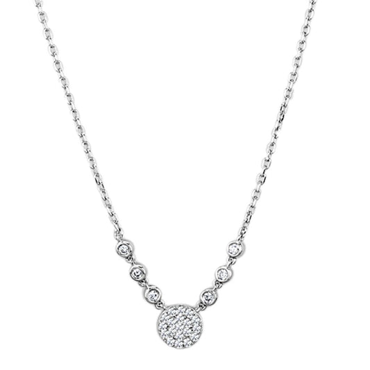 Clear Cubic Zirconia Rhodium Pendant Necklace