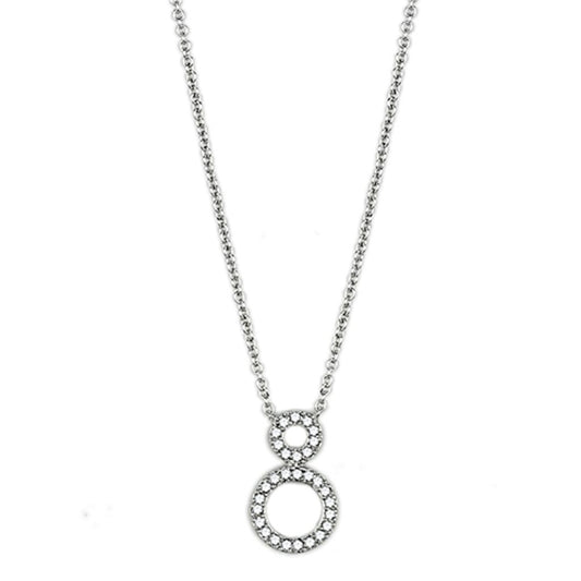 Brilliant Rhodium-Plated Brass Necklace with Clear Cubic Zirconia