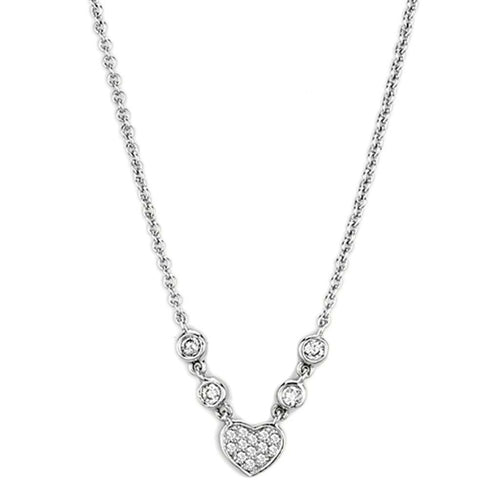 Clear Cubic Zirconia Pendant Necklace in Rhodium Finish