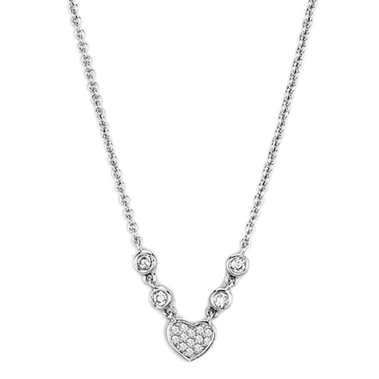 Clear Cubic Zirconia Pendant Necklace in Rhodium Finish