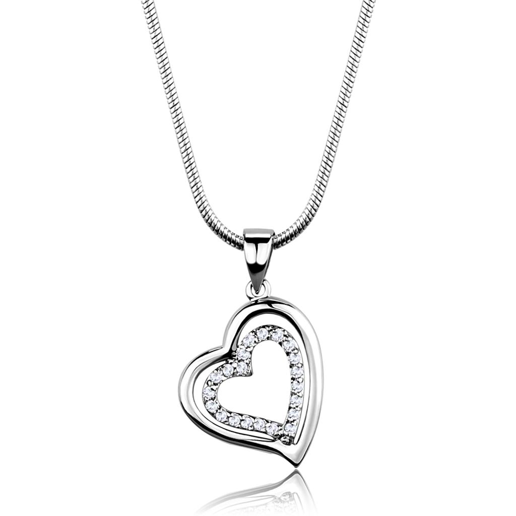 Rhodium Chain Pendant with Clear Cubic Zirconia