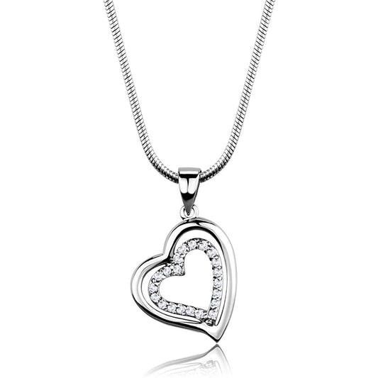 Rhodium Chain Pendant with Clear Cubic Zirconia