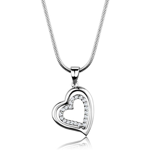 Rhodium Chain Pendant with Clear Cubic Zirconia